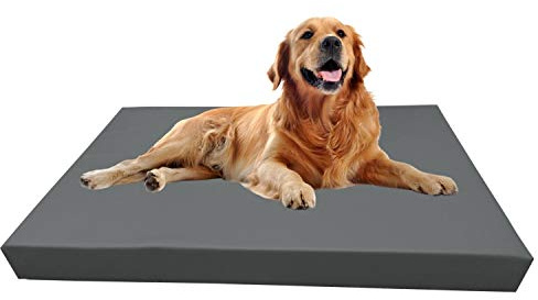 Barry & Lucy Hundelager Hundematte Hunde Matratze Hundeschlafmatte Hundebett Hundekissen Hundeplatz Kunstleder viele Farben (105x75x10, grau)