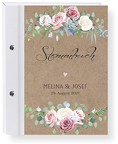 Stammbuch der Familie personalisiert, Fugala, beige, rosa, A5, ca. 18 x 23 cm, Familienstammbuch, Stammbücher Vintage