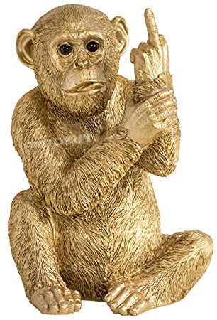 Large Resin Rude Monkey Ornament Statue Scuplture Figurine Gift Home Decoration (Gold)