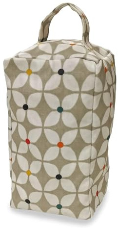 Fabric Door Stop, Tall Decorative Oilcloth Door Stopper for Outdoor, Indoor, Patio, Kitchen, Bedroom Use - 20cm/8in Tall Fabric Door Stop - Filled (Gray Scandi Marguerite)