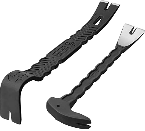 MAXPOWER 2 Stücke Nageleisen Set 300mm/380mm Flach Brecheisen Strickble Brechstangen Set Robust und Langlebig Nagelzieher Set