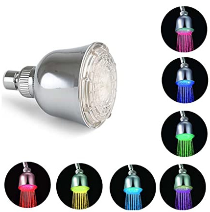 Ksunun Alcachofa de Ducha LED de 3.5 Pulgadas Cabezal de Ducha Lluvia de LED de Cambio Automático de 7 Colores Rociador de Ducha de Lluvia Cromado ABS de Alta Presión con Jets de ABS