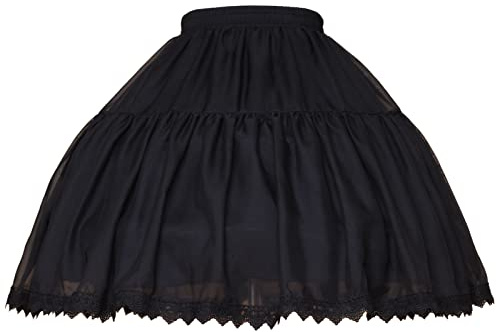 YULUOSHA Women Girls Crinoline Petticoat 2 Hoops Skirt Chiffon Ball Gown Short Half Slip Underskirt