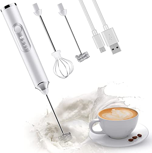 ADOV Montalatte portatile, frusta da caffè ricaricabile in acciaio inox con 2 teste e miscelatore per schiuma a 3 velocità, frullino elettrico USB per latte, cappuccino, matcha, cioccolata calda