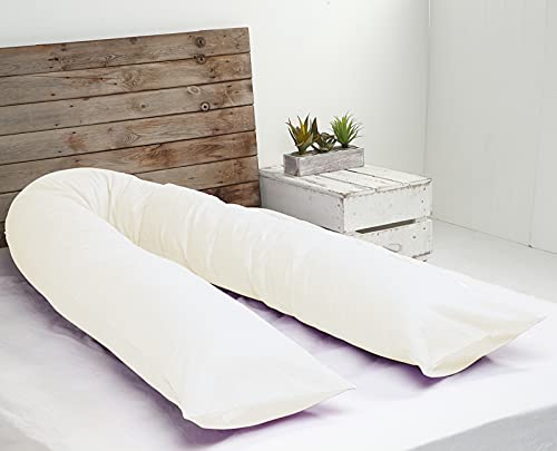HEIMTEX 12ft Schwangerschaftskissen mit Kissenbezügen U-förmiges Kissen zum Schlafen Atmungsaktives Mikrofaser-Ganzkörperkissen für Rücken und Bauch (Creme)