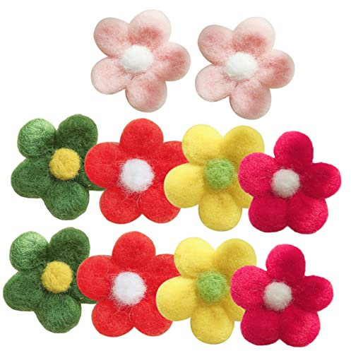 Beatifufu 10stücke Wollfilz Blumen Ornamente Deko Für Haarspangen Handyhüllen Und Mehr Bunte Farben Für Kreative Bastelprojekte