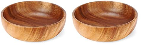 liovitor 2 ciotole in legno da 24 cm, insalatiera in legno per alimenti, frutta, insalate e decorazioni