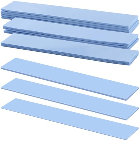 VooGenzek 15 PCS 120 x 20 mm Silicone Thermal Pad, Thickness 0.5/1/1.5 mm with 6.0 W/mk Thermal Conductivity, Reusable Thermal Conductive Silicone Pad, for SSD CPU GPU LED IC Chipset Cooling