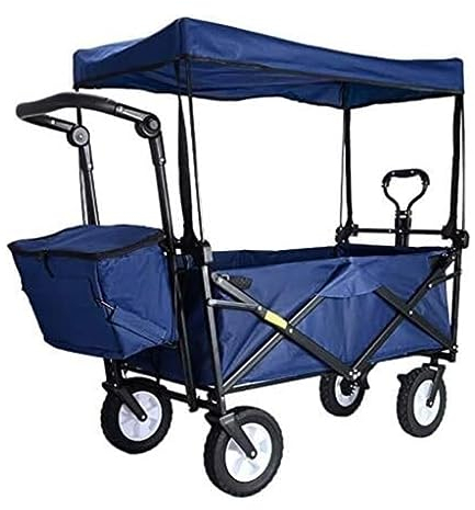 CCYENG Trolley Cart Klappbarer Gartentrolley Mit Überdachung Robuster Wagenwagen Tragbarer Einkaufswagen Für Outdoor-Camping Push-Pull-Wagen Campingwagen Gartenwagen