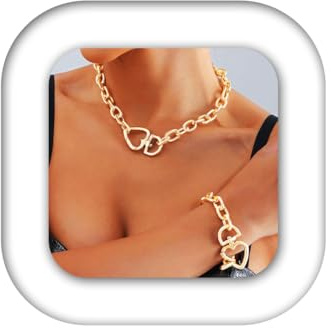 Zoestar Punk Necklaces 2 Pcs Gold Chunky Cuban Link Necklace Chain for Women