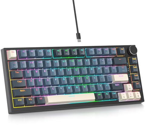 SbocKeeb Tastiera meccanica con guarnizione al 75%, tastiera RGB meccanica cablata personalizzata TKL al 75% sostituibile a caldo con cuscinetti fonoassorbenti, QWERTY americana programmabile