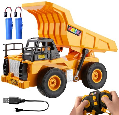 JOYIN Remote Control Dump Truck Toys, 2.4Ghz RC Tractor Toy with Light, Construction Vehicles Toys Car for Boys 3 4 5 6 7 8-12 Year Old, Birthday Gift for Kids Age 3 4 5 6+