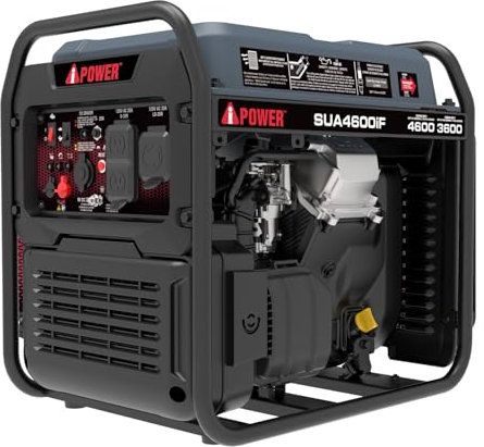 A-iPower 4600W RV-Ready Quiet Portable Inverter Generator Gas Powered, Ultra-lightweight Open Frame Power Supply for Tailigating/Home Backup, CO Sensor