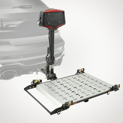 Rockland Electric Wheelchair/Scooter Carrier with Automatic Lift, 350 LBS Capacity, Foldable Design, Manual Crank for 2 Hitch Receiver, Heavy-Duty Mobility Lift for Easy Transport