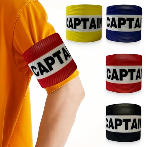 KOLZEMV 4 pcs Fußball Kapitänsbinde, kapitänsbinde, kapitänsbinde kinder fussball, Hochwertige und elastische Spielführer-Armbinde für alle Altersklassen – Perfekte Wahl für Ihren Team-Kapitän Captain