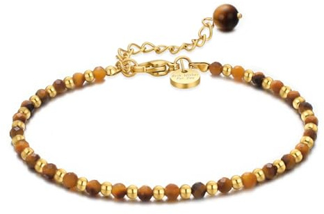 vissen Tigerauge Armband Damen Naturstein Armband Vergoldete Verstellbar Tigerauge Kette Personalisiertes Armband Damen Modeschmuck