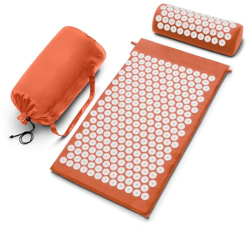Sivan Health and Fitness Acupressure Mat and Pillow Set - Grounding Mat for Stress, Back & Neck Pain - Acupuncture Point Massage Mat for Muscle Relaxation, Sciatica, & Meditation - Includes Carry Bag