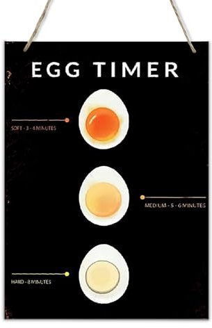 Egg Timer Wood Signs Vintage Cooking Beginner's Guide Retro Poster Home Kitchen Farmhouse Room Dining Room Wall Decor Wooden Gift For Women Men 8x10 Inch