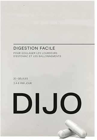 DIJO - Digestion Facile - Complément Naturel Anti-Lourdeurs, Ballonnements Réduits & Digestion Légère - Papaye, Choline & Alpha-Galactosidase - Fabriqué en France - 20 Gélules