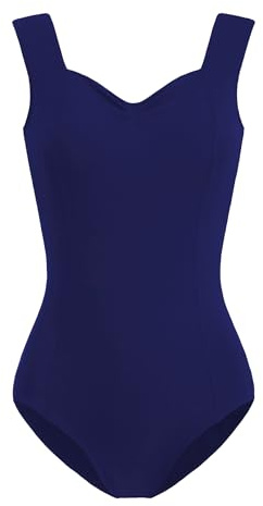 HROYL Body da Danza Classica per Donna con Cinturino Largo Scollo a V Balletto Leotard Adulto Ginnastica Dancewear, 7172-Navy Blu, S