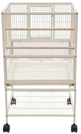 Weiß Kohlenstoffstahl Vogelkäfig, Vogelflugkäfig Stehender großer Vogelkäfig, für kleine und mittelgroße Vögel 48.5 * 46 * 83cm