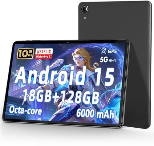 Aobante Android 15 Tableta 10 Pulgadas: 18 GB De RAM + 128 GB De ROM (Ampliable hasta 1 TB), Procesador Octa-Core, Pantalla HD IPS 1280×800, Batería De 6000 mAh, Cámara 5 MP + 8 MP, WiFi 6, Gemini AI