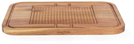 Salter Acacia Carving Board – FSC Acacia Wood, 39.5 x 30 x 1.9cm, Built-in Meat Rest, Textured Grip, Anti-Spill Groove, Oil-Finished, Strong & Durable, Protects Kitchen Worktops, for Meat Carving