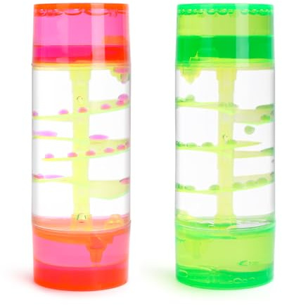 LULUFUN Sablier à Huile coloré, Jouet sensoriel pour Relaxation visuelle, Jouet de Bureau Calme pour soulager Le Stress, Cadeaux pour Adultes et Enfants (Rose + Vert)