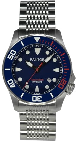 Pantor Automatische Profi-Taucheruhr, Seepferdchen, 1000 m, große Größe, 45 mm, mit Heliumventil, drehbare Lünette, Saphir, Edelstahl-Armband und Verlängerungsschnalle