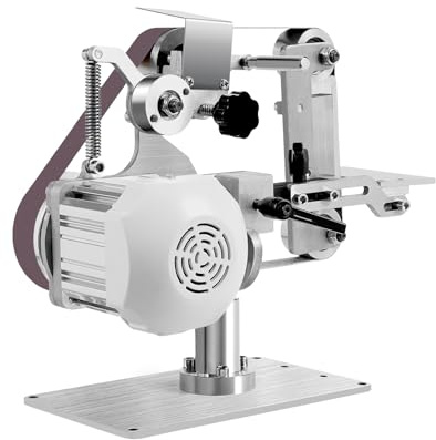 Mini-Bandschleifer 550 W Bürstenloser Motor, Einstellbare Drehzahl, Metall & Acryl Poliermaschine, Kompakt & Platzsparend, Sicherheitsschutz, Inklusive Schleifscheibe & Band, Werkbank Schleifgerät