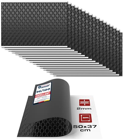 HASKYY 2 mm aluminiumbutyl-plattor 4,44 m² 500x370 mm 24x anti-oljud isoleringsmatta självhäftande bilisolering - fordon bullerskydd, ljudisolering och ljudskydd