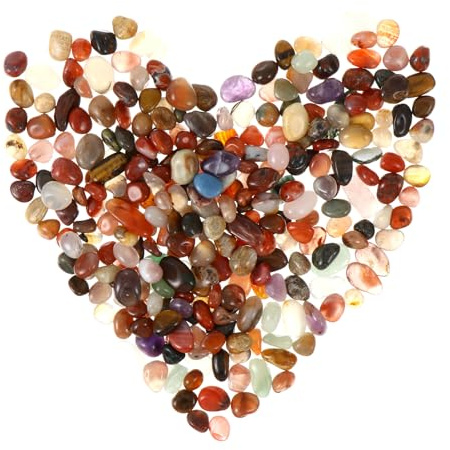 Outanaya Galets Décoratifs en Pierre Yuhua 500g pour Jardin Extérieur et Aquarium, Pierres Polies sans Bords, Gravier Naturel Multicolore pour Plantes Succulentes