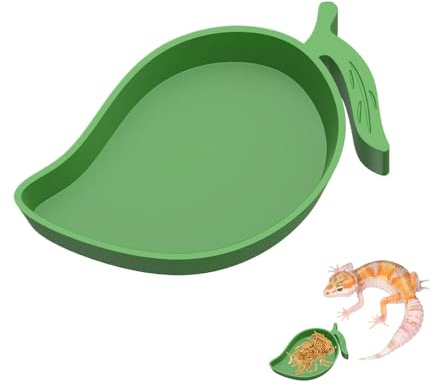 Plato de agua para reptiles, cuenco de agua para reptiles en forma de hoja, impreso en 3D, plato de alimentación de serpiente para dragón barbudo, lagarto, , accesorio de terrario para camaleón
