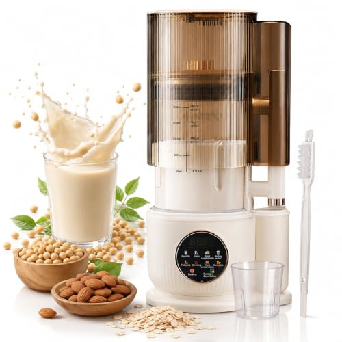 Nut Milk Maker Machine - 1500ML Automatic Soy Milk Maker for Homemade Plant-Based Milk | Includes Keep Warm, Self Cleaning, Delay Setting Function (With Noise-Insulating Cover)