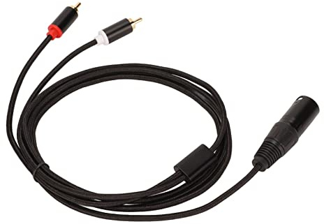FAUOSWUK XLR-Stecker auf 2 Cinch-Kabel, Klarer Klang, Unidirektionales XLR-Y-Splitterkabel für Mixer, Mikrofon, HiFi, Schwarzes Nylon, 1 Packung (2m)
