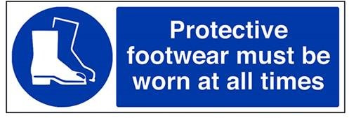 vsafety 41089bj-s Schutz Schuhe zu tragen, jederzeit Pflicht Schutzbekleidung Schild, selbstklebend, Landschaft, 450 mm x 150 mm, blau