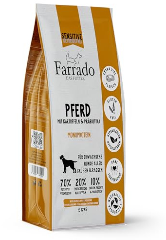 Farrado Pferd - Hundetrockenfutter für ausgewachsene Hunde Aller Rassen - getreidefrei, glutenfrei, zuckerfrei (1kg)