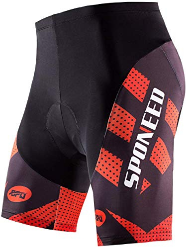 sponeed Bicycle Shorts for Men 4D Gel Padded Underpants Triathlon Workout Biking Wear Gym US L Red Multi