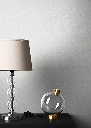 NEWROOM Papel pintado barroco blanco vellóntapete barroco Glamour Ornament hermoso diseño moderno 3d mirada , incluyendo papel tapiz guía