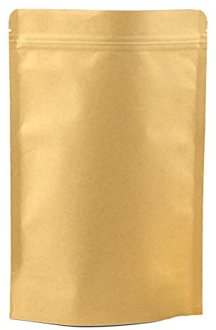 Evergreen Goods Sacchetti per la conservazione di prodotti alimentari in Kraft marrone, foderato in lamina, riutilizzabili, per l'imballaggio di chicchi di caffè, frutta secca, 50 buste 130x210x60mm