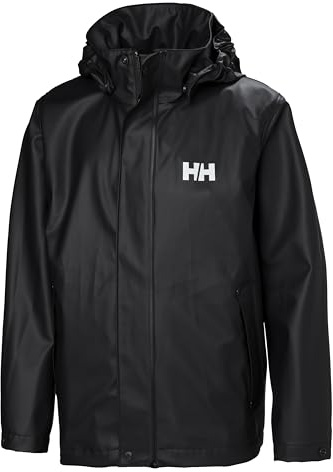 Helly-Hansen Junior Moss Jacket - Unisex Coat with HELOX, YKK Zipper, Detachable Hood, Adjustable Cuffs & Hem, Hand Pockets, 990 Black - 14