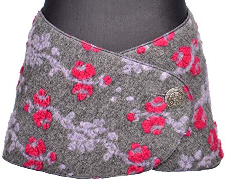 NAMSA - NIERENWÄRMER aus 80% Wolle, 20% Polyester, Hüftschmeichler, Cacheur, Wollschal, HÜFTGÜRTEL mit silberfarbenem Metallknopf - Filigran