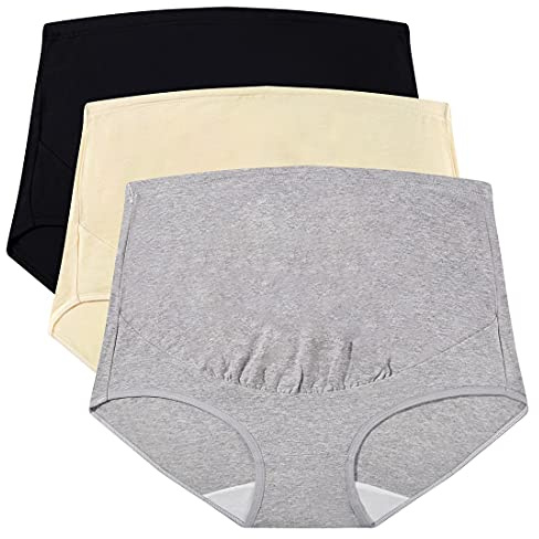 Mama Cotton Women’s Over The Bump Maternity Panties High Waist Full Coverage Pregnancy Underwear Adjustable Waistband (Multicolor A 3 Pack, Size-L)