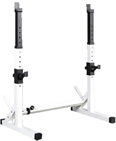 Hantelbänke Squat Rack Bankdrücken Herren Fitness Langhantel Rack Multifunktionsregal Einstellbare Halterung Home Indoor-Fitnessstudio Krafttrainingsstand Color : Weiß, Size : (73~105)*54 * 105cm