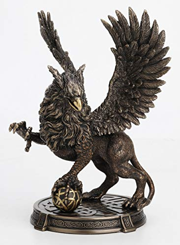 Veronese Design 23 cm legendarisk väktare griffin keltisk knut plattform harts gjuten handmålad antik brons finish staty