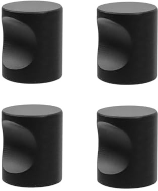 Coshar 4Pack Contemporary Cabinet Knobs Cylinder Shape Flat Black Brass Knobs with Finger Pull, 5/8 Inch Diameter (17x21mm)