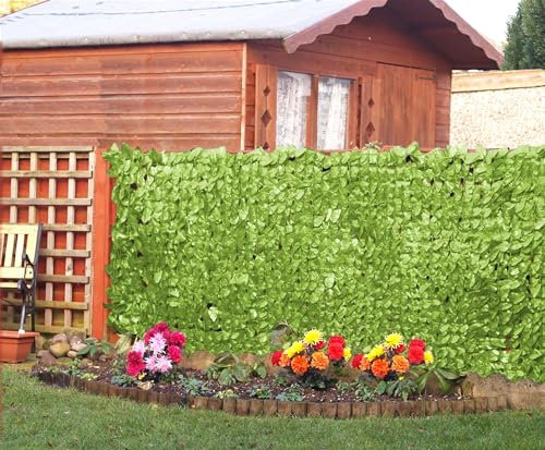 SASONS® Quality Artificial Ivy Leaf Hedge Garden Privacy PVC Screen Roll UV Resistance Green Maple Screening Panels Indoor/Outdoor Decor (Bright Green- 1x3m)