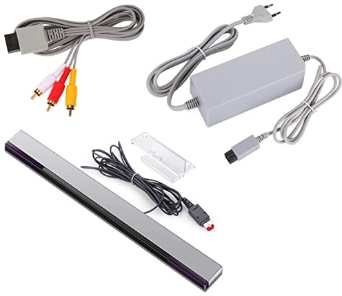 Link-e : Chargeur Secteur, Cable AV et Barre Capteur Filaire Compatible avec la Console Nintendo Wii