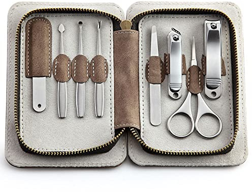 XIXIDIAN Conjunto de manicura, Herramientas de Cuidado de la pedicura de la pedicura del Kit de Las cortadoras de uñas, Kit de Aseo de Acero Inoxidable 8pcs (Color : A, Size : 11 * 15cm)