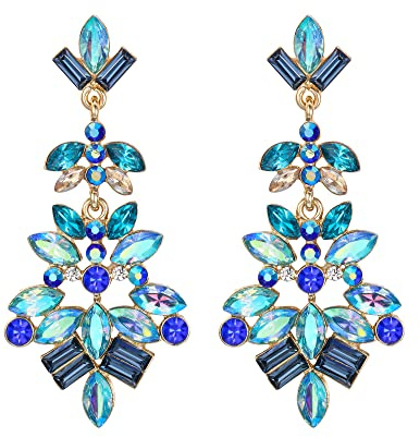 Clearine Boucles d'oreilles Statement Marquise Square Cristal Cluster Art Deco pour Femme C-Multicolor Ton d'or